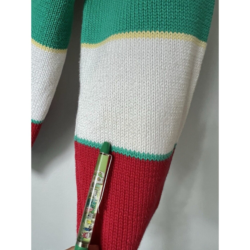 Vintage 90s Lands End Womens S/M Stripe Color Block Knit Crewneck Sweater Preppy - Picture 8 of 9